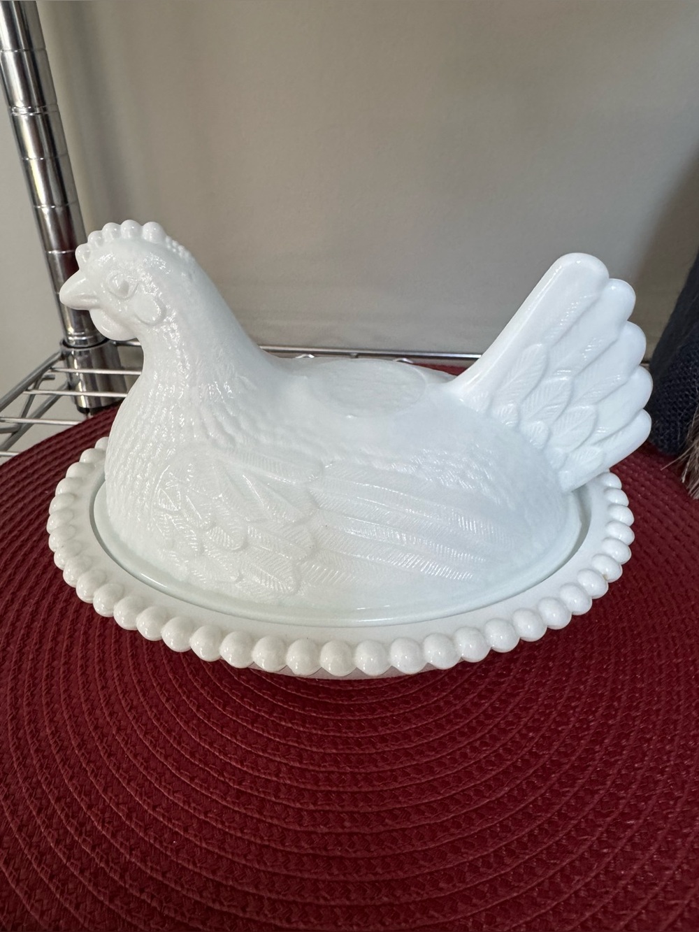 Indiana Glass White Milk Glass Hen on Nest Covered Dish